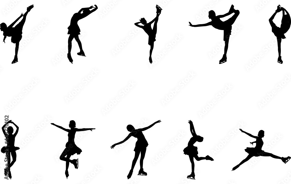 Woman Figure skating silhouette vector