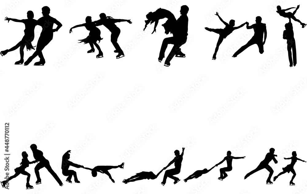 Couple Figure skating silhouette vector