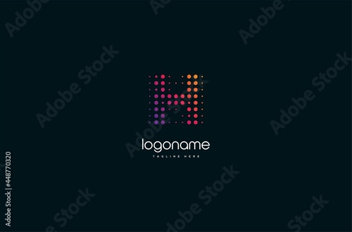 dot technology letter H logo design, initial matrix logo