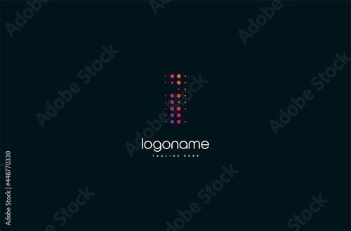 dot technology letter I logo design, initial matrix logo