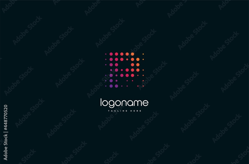 dot technology letter P logo design, initial matrix logo