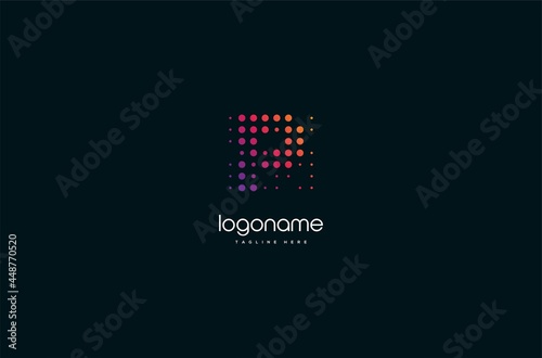 dot technology letter P logo design, initial matrix logo