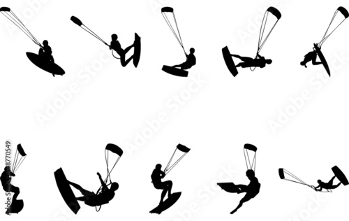 Kite Surfing silhouette vector