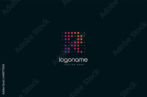 dot technology letter R logo design, initial matrix logo