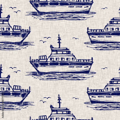 Obraz na plátně Coastal cruise boat linen pattern design