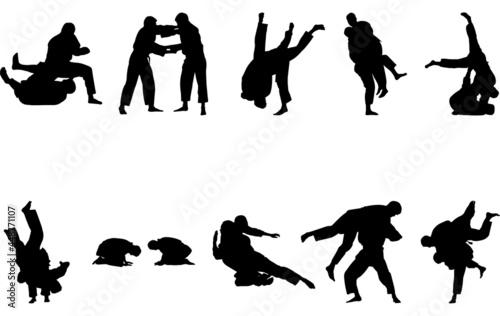 Brazilian jiu-jitsu silhouette vector photo