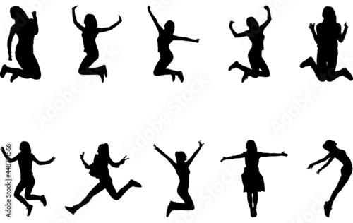 Woman Jumping Silhouette Vector 