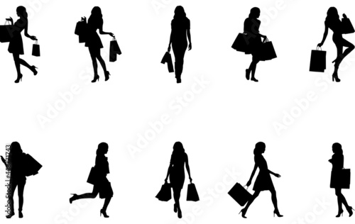 Woman Shopping Silhouette Vector 