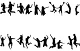 Couples Jumping Silhouette Vector