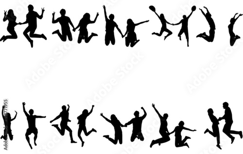 Couples Jumping Silhouette Vector