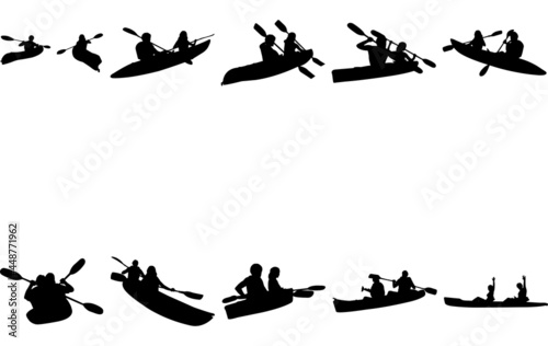 Couple Kayaking Silhouette Vector