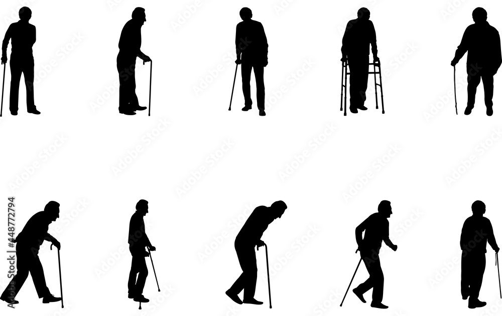 Obraz premium Old Man Silhouette Vector