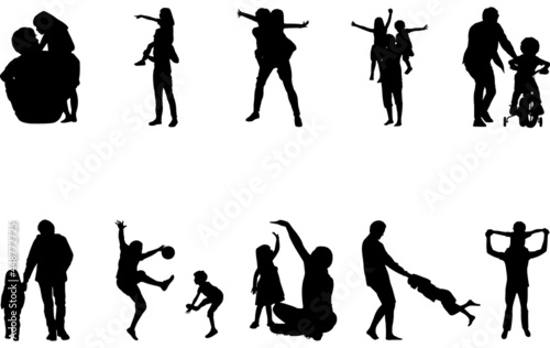 Father with Kid Silhouette Vector
