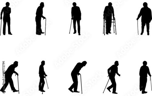 Old Man Silhouette Vector