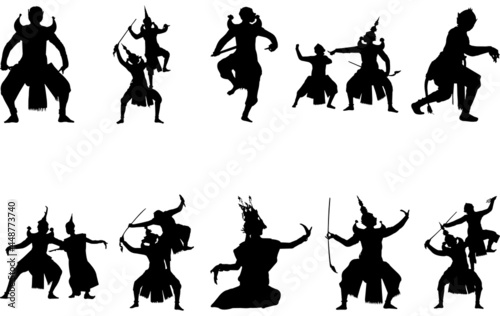 Thai Khon Dance Silhouette Vector