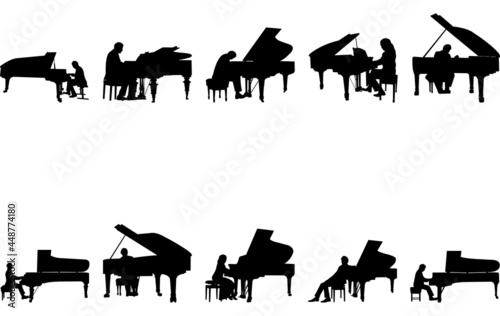 Pianist  Silhouette vector cut files Fototapet