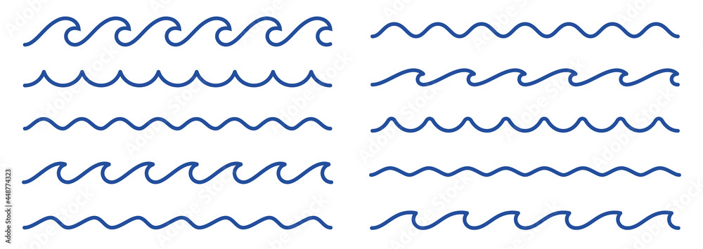Waves line set. Waves collection vector - obrazy, fototapety, plakaty 
