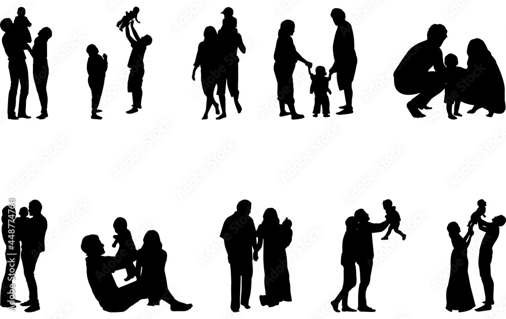 Couple with a Baby Silhouette Vector cut files Stock Vector | Adobe Stock