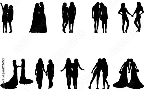 Lesbian Couple Silhouette Vector cut files