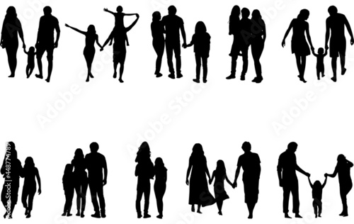 Couple with Daughter Silhouette Vector cut files