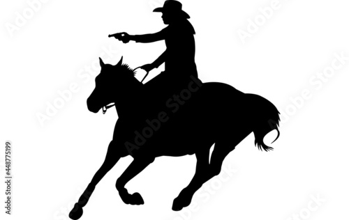 Mounted Shooting Vector Silhouette