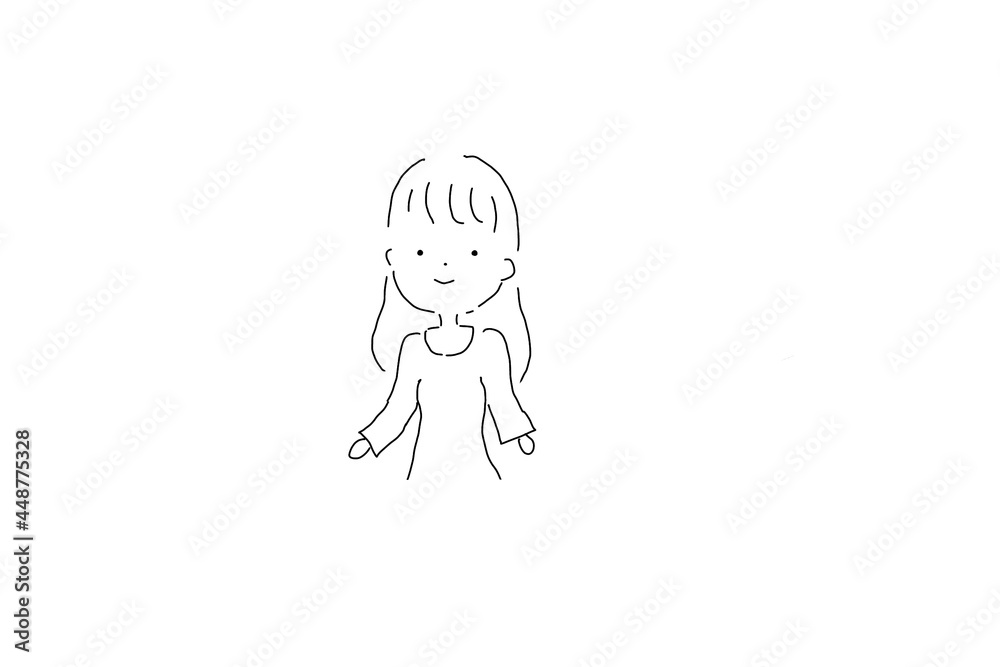 髪の長い女の子 モノクロ 髪の長い女の子 モノクロ