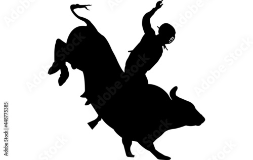 Bull Rididng Vector Silhouette