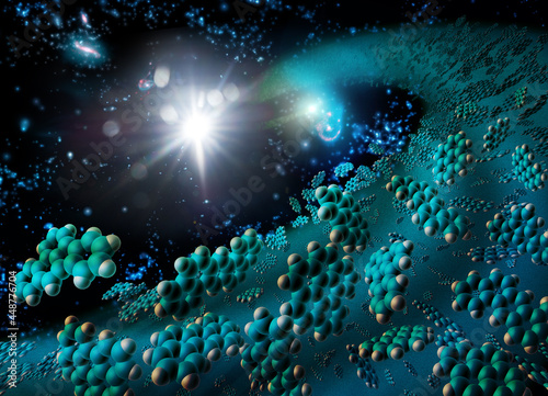Obraz na plátně Meteorite tail carries many molecules in outer space