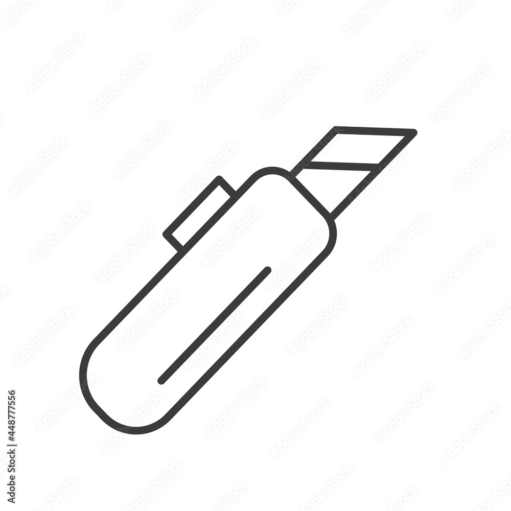 Editable outline stationery knife vector icon isolated on white transparent background. Building and repair tool Symbol. Editable outline stationery knife vector icon isolated on white transparent background. Building and repair tool Symbol.