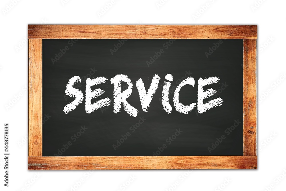 SERVICE text written on wooden frame school blackboard. SERVICE text written on wooden frame school blackboard.