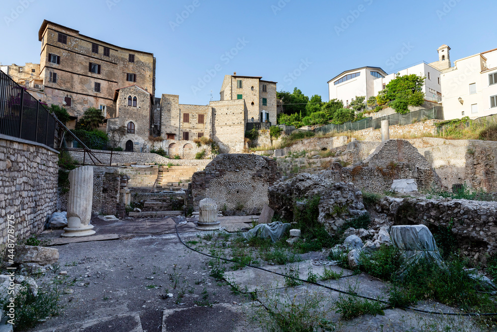 Italy. Terracina. The sights of the city of Terracina are the ruins of the ancient forum.