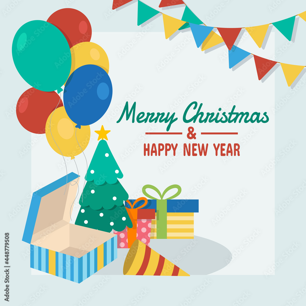 Vector illustration for celebration Merry Christmas and Happy New Year concept.