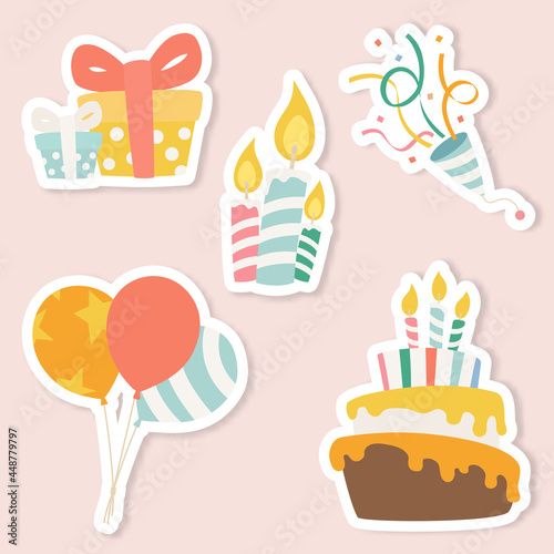Vector illustration set for celebration and Happy Birthday symbol.