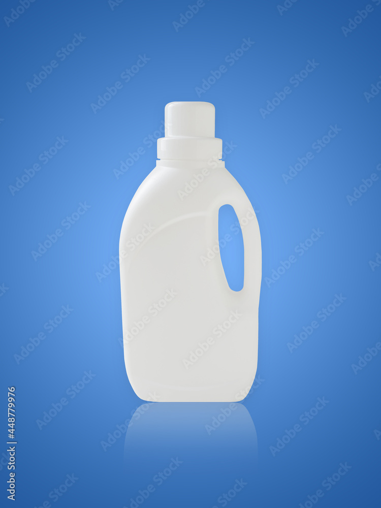 White plastic bottle mockup with handle on blue gradient background White plastic bottle mockup with handle on blue gradient background