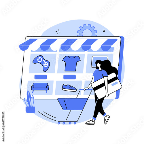 Online flea market abstract concept vector illustration.