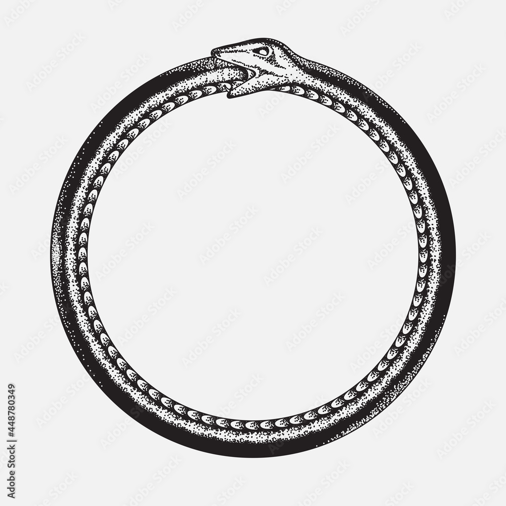 Ouroboros Symbol, Snake Eating Its Own Tail, Grunge Design. Vector  Illustration Isolated On White Background, Eps 10 เวกเตอร์สต็อก | Adobe  Stock
