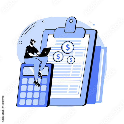 Net income calculating abstract concept vector illustration.