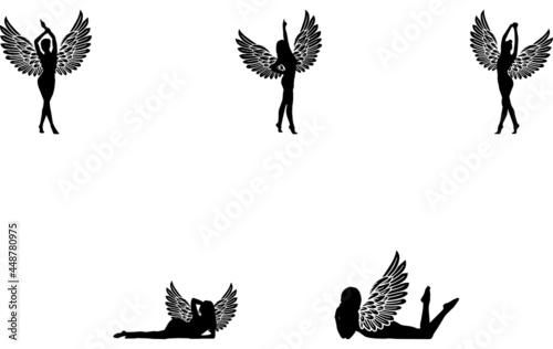 Angel Svg, Angel Wings Silhouette Vector