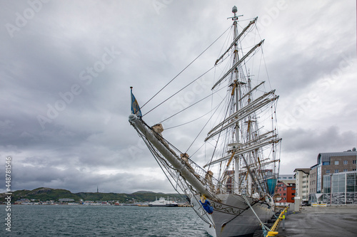 SS Christian Radich is a three-masted full rig, built at Framnæs Mechanical Workshop in Sandefjord, Here in Bodø city,Nordland county,scandinavia,Europe photo