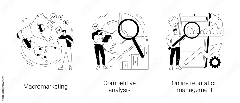 Global marketing strategy abstract concept vector illustrations.
