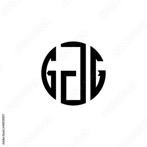 GJG letter logo design. GJG letter in circle shape. GJG Creative three letter logo. Logo with three letters. GJG circle logo. GJG letter vector design logo 
 photo