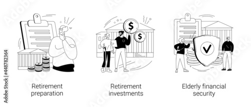 Retirement financial planning abstract concept vector illustrations.