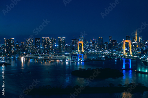 東京湾　レインボーブリッジ　夜 photo