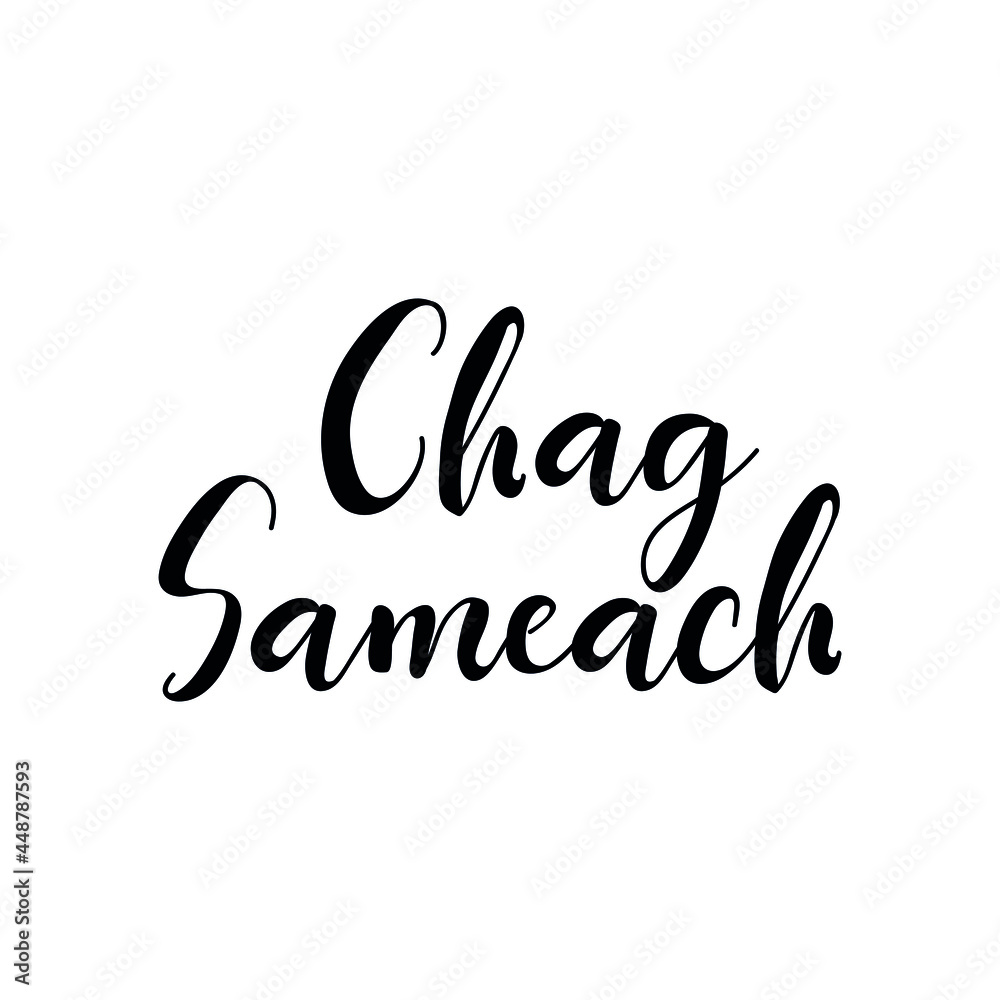 Chag Sameach - Happy holiday in Hebrew. Jewish expression. Lettering. vector. Element for flyers, banner and posters. Modern calligraphy