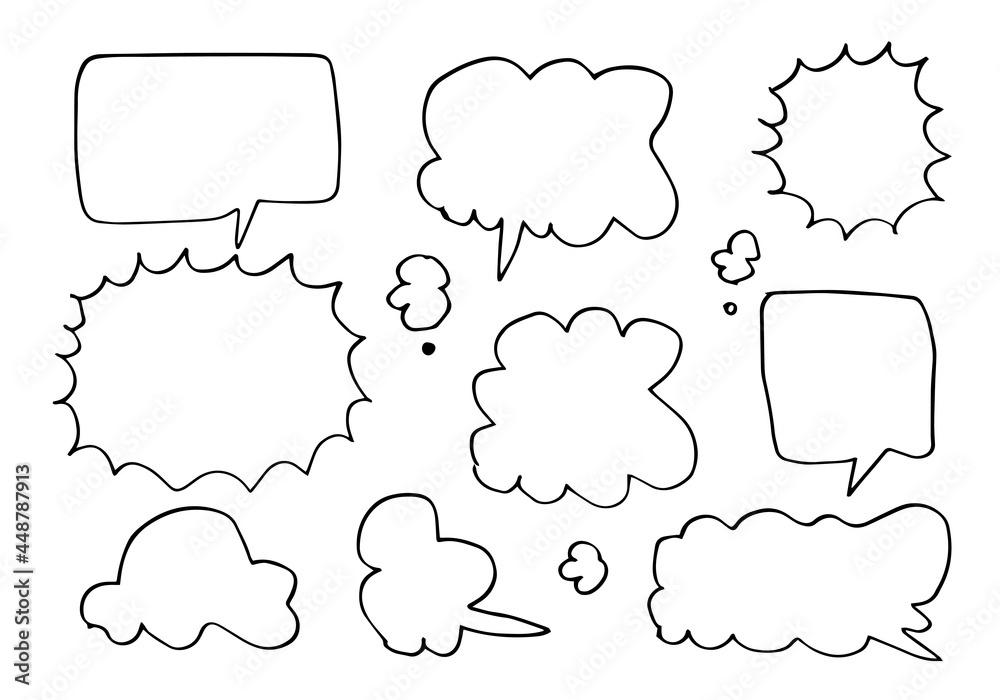 Fototapeta premium Set of hand drawn sketch Speach bubbles. Vector illustration