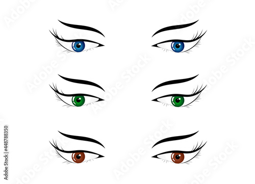 Female Eyes Different Colors Set
