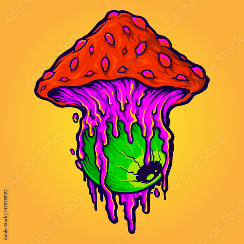 Red Fungus Eye Melt Mushrooms Vector illustrations for your work Logo, mascot merchandise t-shirt, stickers and Label designs, poster, greeting cards advertising business company or brands.