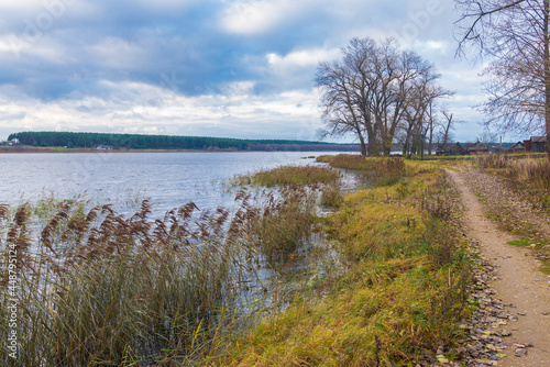 Velikoye lake in Hlybokaye town on a autumn evening, Belarus.