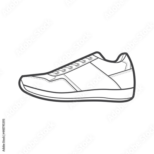 Shoes sneaker outline drawing vector illustrations.