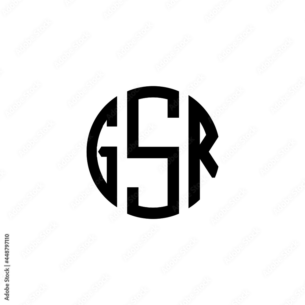 GSR letter logo design. GSR letter in circle shape. GSR Creative three